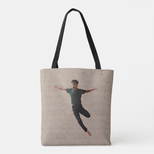 Mid Leap Dancer op Beige achtergrond Tote Bag (Achterkant)
