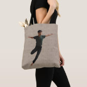 Mid Leap Dancer op Beige achtergrond Tote Bag (Dichtbij)