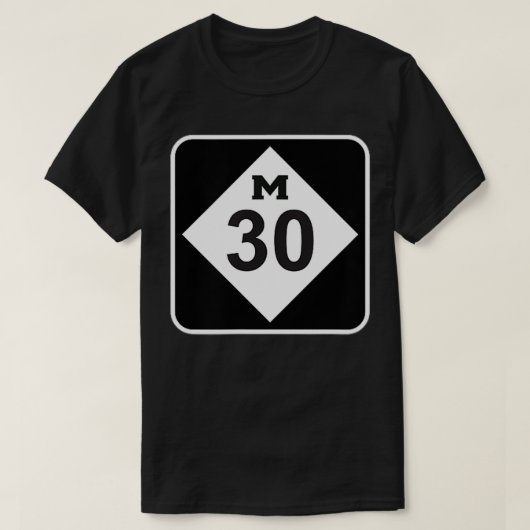 Mid Michigan Highway M30 Midland Wiom Lake Edenvil T-shirt (Design voorkant)