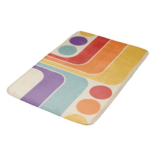 Mid Mod 70s Retro  stijl geometrisch ontwerp Badmat (Gekanteld)