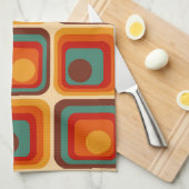 Mid Mod 70s Retro stijl geometrisch ontwerp Theedoek (Quarter Fold)