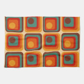 Mid Mod 70s Retro stijl geometrisch ontwerp Theedoek (Horizontaal)
