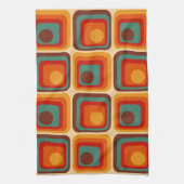 Mid Mod 70s Retro stijl geometrisch ontwerp Theedoek (Verticaal)