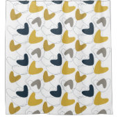 Mid Mod Abstract Pattern Navy, Mustard Yellow Douchegordijn (Voorkant)