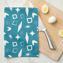 Mid Mod Atomic Mid-Century Modern Retro Blauw Theedoek