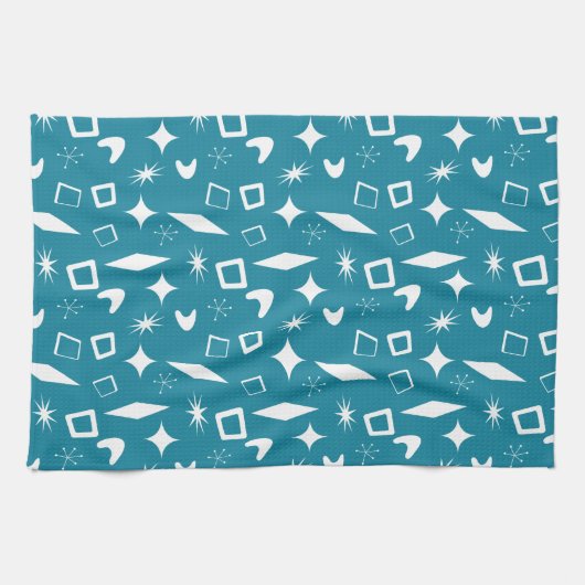 Mid Mod Atomic Mid-Century Modern Retro Blauw Theedoek (Horizontaal)