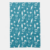 Mid Mod Atomic Mid-Century Modern Retro Blauw Theedoek (Verticaal)