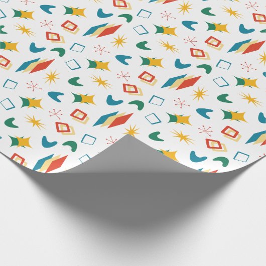 Mid Mod Atomic Mid-Century Moderne Vormen Retro Cadeaupapier (Hoek)
