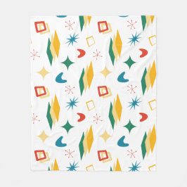 Mid Mod Atomic Mid-Century Moderne Vormen Retro Fleece Deken