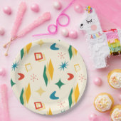 Mid Mod Atomic Mid-Century Moderne Vormen Retro Papieren Bordje (Feest)