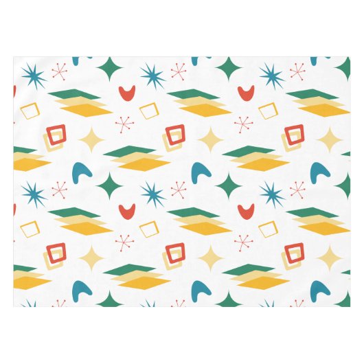 Mid Mod Atomic Mid-Century Moderne Vormen Retro Tafelkleed (Voorkant (Horizontaal))