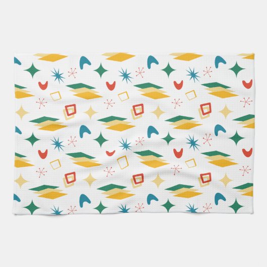 Mid Mod Atomic Mid-Century Moderne Vormen Retro Theedoek (Horizontaal)