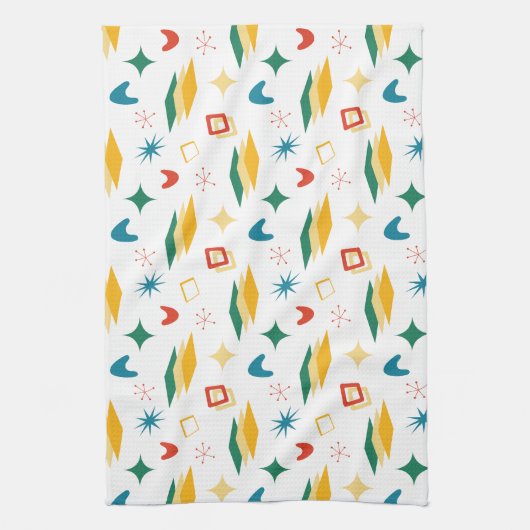 Mid Mod Atomic Mid-Century Moderne Vormen Retro Theedoek (Verticaal)