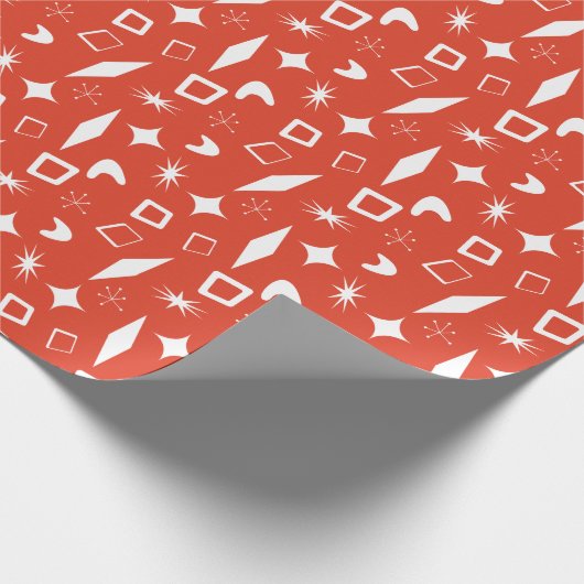 Mid Mod Atomic Moderne Kerstvakantie Retro Cadeaupapier (Hoek)