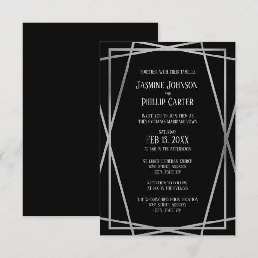 Mid Mod B&G Design- 3x5 Wedding/Ontvangst uitnodig Kaart (Voorkant / Achterkant)