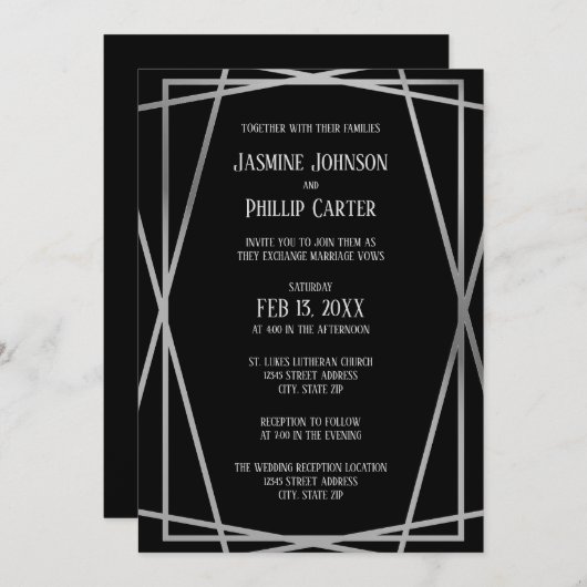 Mid Mod B&G Design- Wedding/Reception Uitnodiging (Voorkant / Achterkant)