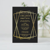 Mid Mod Black Design- 3x5 bruiloft/receptie Uitnod Kaart (Staand voorkant)