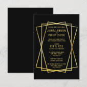 Mid Mod Black Design- 3x5 bruiloft/receptie Uitnod Kaart (Voorkant / Achterkant)