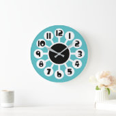 Mid Mod Blauw en Sinaasappel Grote Klok (Huis)