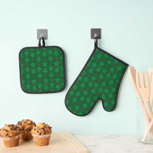 Mid Mod Garland Green Ovenwant & Pannenlap Set (Insitu(Ophanging))