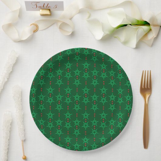 Mid Mod Garland Groen 9" Papier Bord (Huwelijk)