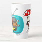 Mid Mod Geld Retro TV Latte Mok (Voorkant)