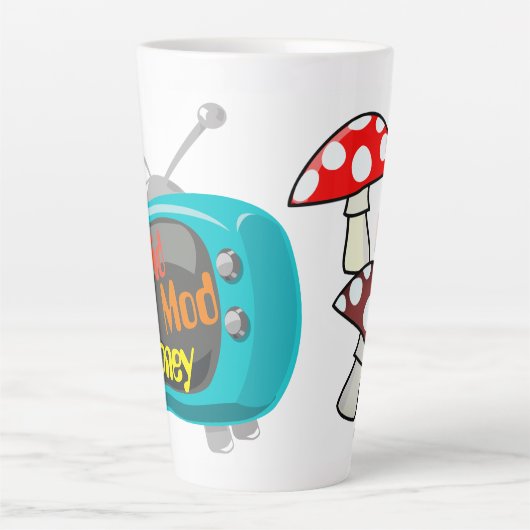 Mid Mod Geld Retro TV Latte Mok (Voorkant)