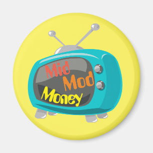 Mid Mod Geld Retro TV Magneet