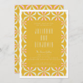 Mid Mod Geometric Yellow and Pink Weddenschap Kaart (Voorkant / Achterkant)