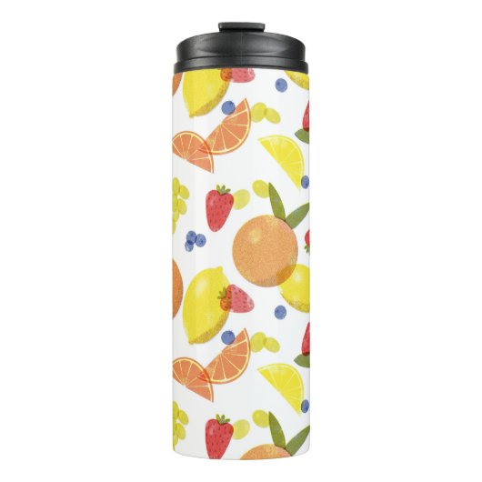 Mid Mod Grungy Risograph Fruit Smoothie Thermosbeker (Voorkant)