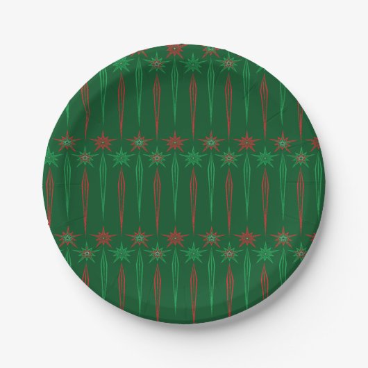 Mid Mod Icicles Groen 7" papier Bord (Voorkant)