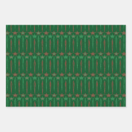 Mid Mod Icicles Groen inpakpapier