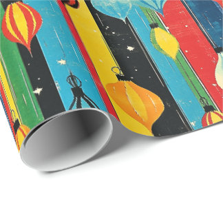 Mid Mod kerstinpakpapier met Ornamenten Cadeaupapier