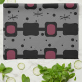 Mid Mod Kolomvaten Maroon Retro Theedoek (Gevouwen)