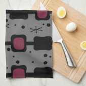 Mid Mod Kolomvaten Maroon Retro Theedoek (Quarter Fold)