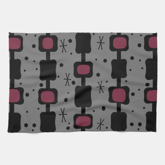 Mid Mod Kolomvaten Maroon Retro Theedoek (Horizontaal)