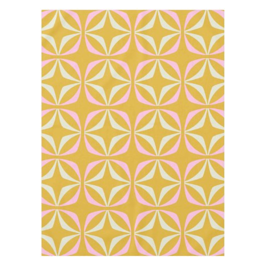  Mid Mod Mustard Geel Roze Geometrisch Tafelkleed (Voorkant)