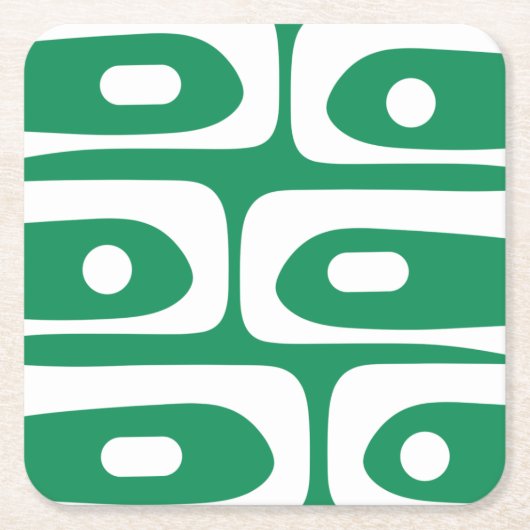 Mid Mod Piquet Pattern Kelly Green and White Kartonnen Onderzetters (Voorkant)