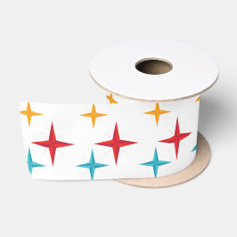 Mid Mod Stars, Retro Kerstfeestdag Satijnen Lint