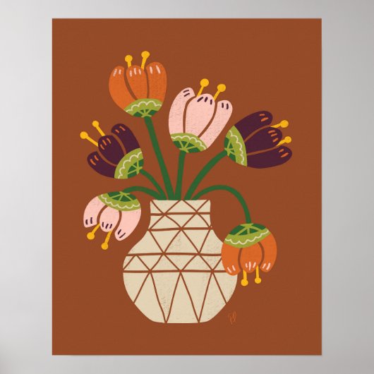 Mid Mod Tulips Bouquet Poster (Voorkant)