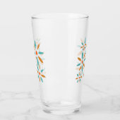 Mid Mod Turquoise Blue And Orange Abstract Flowers Glas (Links)