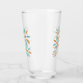 Mid Mod Turquoise Blue And Orange Abstract Flowers Glas (Rechts)