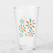 Mid Mod Turquoise Blue And Orange Abstract Flowers Glas (Voorkant)