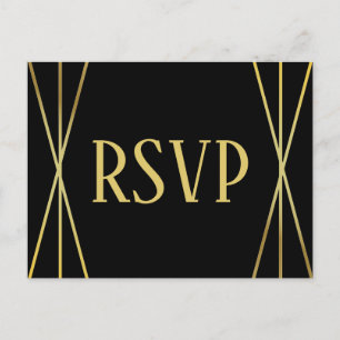 MId Mod Zwarte Ontwerp - RSVP Briefkaart