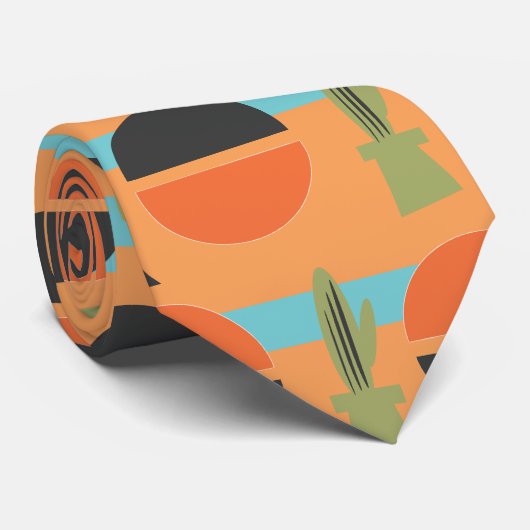 Mid Modern Century Dessert Cactus Stropdas (Opgerold)