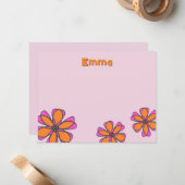 Mid Modern Floral Flat Note Kaart Notitiekaartje (Voorkant / Achterkant in situ)