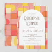 Mid Modern Geometrisch Roze Geel Repetitie Diner Kaart (Voorkant / Achterkant)