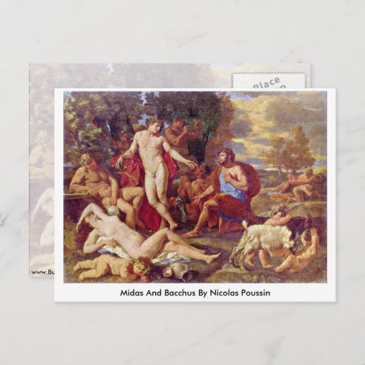 Midas en Bacchus door Nicolas Poussin Briefkaart (Voorkant / Achterkant)