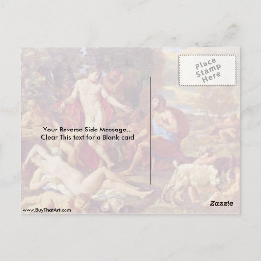 Midas en Bacchus door Nicolas Poussin Briefkaart (Achterkant)