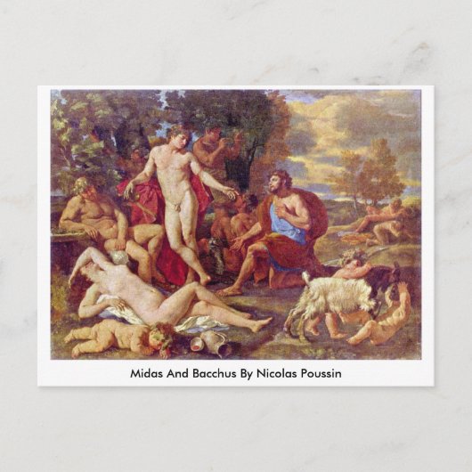 Midas en Bacchus door Nicolas Poussin Briefkaart (Voorkant)